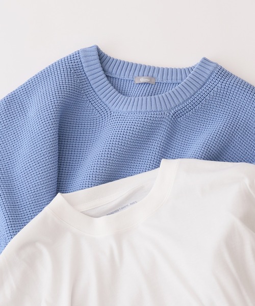 JOURNAL STANDARD relume（ジャーナルスタンダード　レリューム）の「《追加》【ニット+カットソーの2点SET】リサイクルポリエステル ワッフルニット（ニット/セーター・メンズ・ホワイト/ブラック/グレー/サックスブルー/ピンク/イエロー/グリーン/グレー系その他・MEDIUM/LARGE）」の6枚目の写真