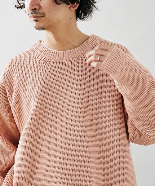 JOURNAL STANDARD relume（ジャーナルスタンダード　レリューム）の「《追加》【ニット+カットソーの2点SET】リサイクルポリエステル ワッフルニット（ニット/セーター・メンズ・ホワイト/ブラック/グレー/サックスブルー/ピンク/イエロー/グリーン/グレー系その他・MEDIUM/LARGE）」の8枚目の写真