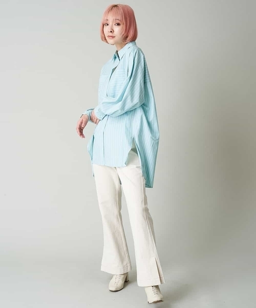 A de a.v.v（アードアー・ヴェ・ヴェ）の「ストライプシャツ（シャツ/ブラウス・レディース・ミント/ライトブルー・38/36）」の3枚目の写真