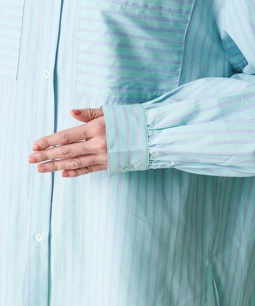 A de a.v.v（アードアー・ヴェ・ヴェ）の「ストライプシャツ（シャツ/ブラウス・レディース・ミント/ライトブルー・38/36）」の20枚目の写真