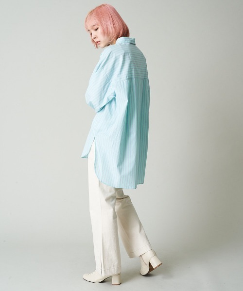 A de a.v.v（アードアー・ヴェ・ヴェ）の「ストライプシャツ（シャツ/ブラウス・レディース・ミント/ライトブルー・38/36）」の6枚目の写真