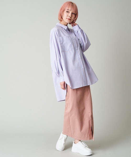 A de a.v.v（アードアー・ヴェ・ヴェ）の「ストライプシャツ（シャツ/ブラウス・レディース・ミント/ライトブルー・38/36）」の7枚目の写真