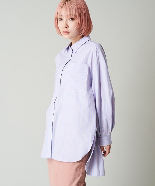 A de a.v.v（アードアー・ヴェ・ヴェ）の「ストライプシャツ（シャツ/ブラウス・レディース・ミント/ライトブルー・38/36）」の10枚目の写真