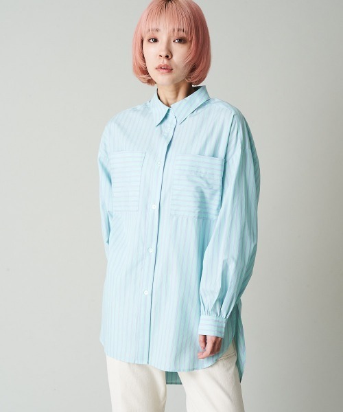 A de a.v.v（アードアー・ヴェ・ヴェ）の「ストライプシャツ（シャツ/ブラウス・レディース・ミント/ライトブルー・38/36）」の11枚目の写真