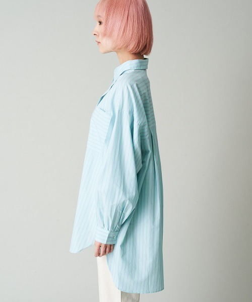 A de a.v.v（アードアー・ヴェ・ヴェ）の「ストライプシャツ（シャツ/ブラウス・レディース・ミント/ライトブルー・38/36）」の12枚目の写真