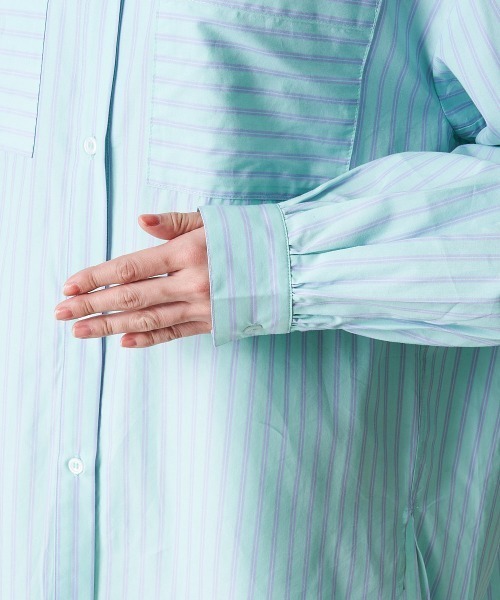 A de a.v.v（アードアー・ヴェ・ヴェ）の「ストライプシャツ（シャツ/ブラウス・レディース・ミント/ライトブルー・38/36）」の15枚目の写真