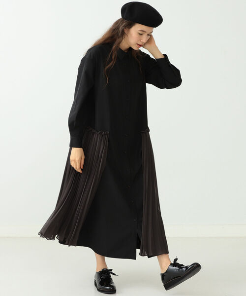 CAROLINA GLASER(カロリナ グレイサー)の「CAROLINA GLASER / プリーツシャツ ワンピース(ワンピース・レディース・ブラック/グリーン・ONE SIZE)」の7枚目の写真