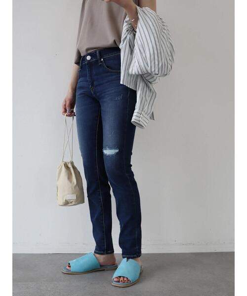 AMERICAN HOLIC(アメリカンホリック)の「スキニーフィットダメージデニム(デニムパンツ・レディース・インディゴブルー・LL/XS/M/S/L)」の16枚目の写真