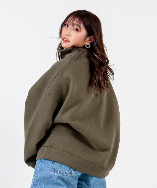 mimonal(ミモナル)の「スウェットハーフZIP【ユニセックス】(スウェット・メンズ・ブラック/ブラウン/グレー/カーキ/アイボリー・FREE)」の7枚目の写真