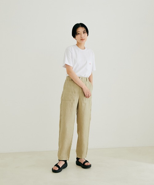 DANTON（ダントン）の「【DANTON(ダントン)】ポケット付きクルーネックTシャツ（無地）（Tシャツ/カットソー・レディース・ホワイト/サックスブルー/ベージュ系その他/イエロー系その他・36）」の11枚目の写真