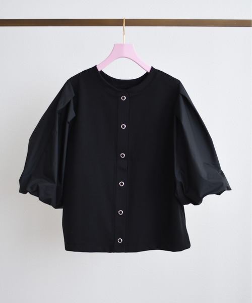 Eimee Law(エイミーロウ)の「バルーンスリーブ2WAY TOPS&カーデ(Tシャツ/カットソー・レディース・ネイビー/ブラック/アイボリー・38)」の3枚目の写真