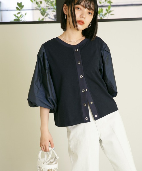 Eimee Law(エイミーロウ)の「バルーンスリーブ2WAY TOPS&カーデ(Tシャツ/カットソー・レディース・ネイビー/ブラック/アイボリー・38)」の4枚目の写真