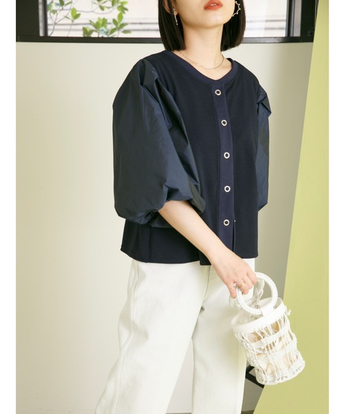 Eimee Law(エイミーロウ)の「バルーンスリーブ2WAY TOPS&カーデ(Tシャツ/カットソー・レディース・ネイビー/ブラック/アイボリー・38)」の5枚目の写真