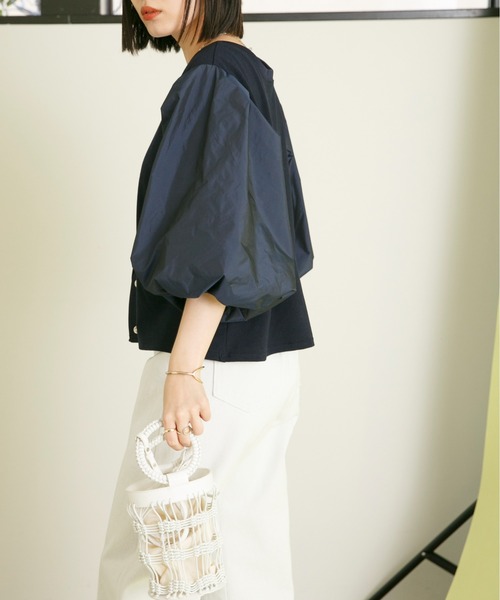 Eimee Law(エイミーロウ)の「バルーンスリーブ2WAY TOPS&カーデ(Tシャツ/カットソー・レディース・ネイビー/ブラック/アイボリー・38)」の6枚目の写真