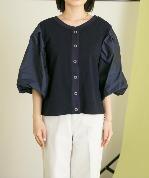 Eimee Law(エイミーロウ)の「バルーンスリーブ2WAY TOPS&カーデ(Tシャツ/カットソー・レディース・ネイビー/ブラック/アイボリー・38)」の15枚目の写真