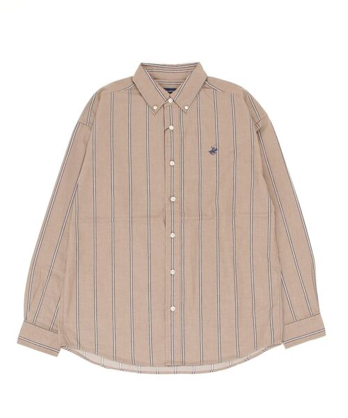 BEVERLY HILLS POLO CLUB（ビバリーヒルズポロクラブ）の「【BEVERLY HILLS POLO CLUB】ボタンダウンコットンシャツ 長袖 ロングスリーブ 3878-6020（シャツ/ブラウス・メンズ・ホワイト/ベージュ/サックスブルー系/ネイビー/ブラック/ネイビー系2/イエロー系その他2/ライトグリーン/ベージュ系その他2/サックスブルー系2/イエロー/インディゴブルー/ダークインディゴブルー/サックスブルー系3/ブルー/カーキ/ブルー系その他2・LL/M/L）」の4枚目の写真