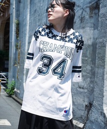 【CHAMPION/チャンピオン】ラバープリントリラックスフィット フットボールウェア風 ナンバー Tシャツ