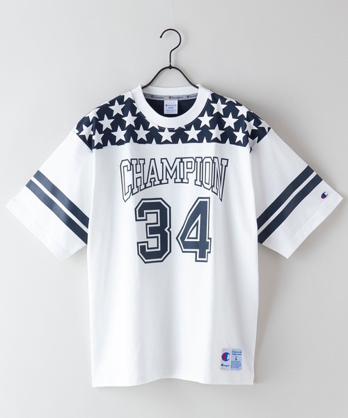 Champion（チャンピオン）の「【CHAMPION/チャンピオン】ラバープリントリラックスフィット　フットボールウェア風　ナンバー　Tシャツ（Tシャツ/カットソー・メンズ・ホワイト/ブラック/ネイビー・MEDIUM/LARGE/X-LARGE）」の4枚目の写真