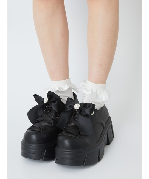 Ank Rouge(アンクルージュ)の「ビジューリボン厚底シューズ(その他シューズ・レディース・ブラック/オフホワイト・M/L)」の8枚目の写真