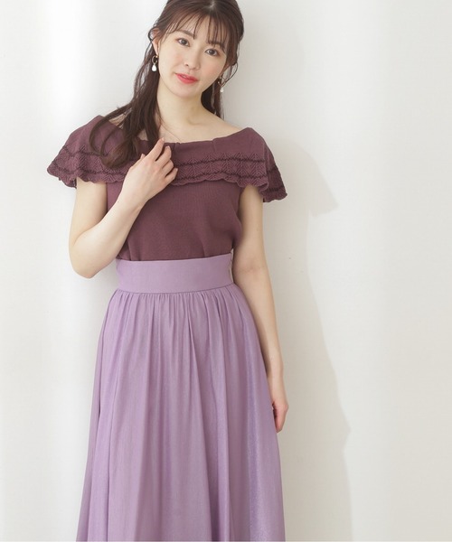 PROPORTION BODY DRESSING（プロポーションボディドレッシング）の「＜Ｅ＞クロシェケープニット / 1212175400（ニット/セーター・レディース・ボルドー/ネイビー/ホワイト系その他・FREE）」の5枚目の写真