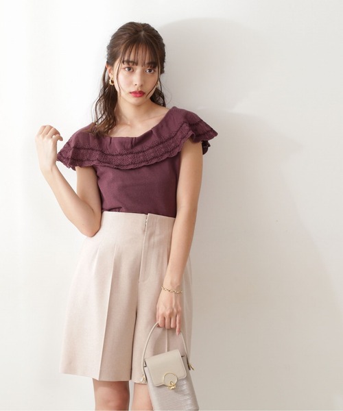 PROPORTION BODY DRESSING（プロポーションボディドレッシング）の「＜Ｅ＞クロシェケープニット / 1212175400（ニット/セーター・レディース・ボルドー/ネイビー/ホワイト系その他・FREE）」の9枚目の写真