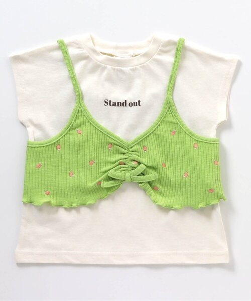 BREEZE(ブリーズ)の「総刺繍ビスチェ×Tシャツ2Pセット(Tシャツ/カットソー・キッズ・ライム/オレンジ・130/80/140/90/120/110/100)」の1枚目の写真