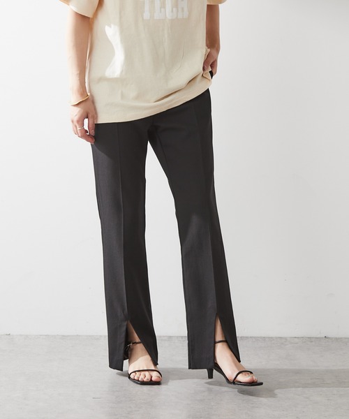 Omekashi（オメカシ）の「スリットスラックス（スラックス・レディース・ブラック/オフホワイト/ベージュ・38/36）」の2枚目の写真