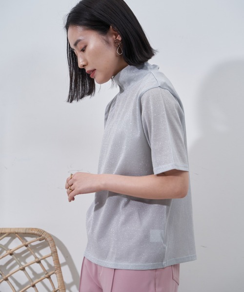 Auntie Rosa（アンティローザ）の「シアーラメTシャツ（Tシャツ/カットソー・レディース・ホワイト/ブラック・FREE）」の21枚目の写真