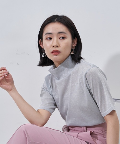 Auntie Rosa（アンティローザ）の「シアーラメTシャツ（Tシャツ/カットソー・レディース・ホワイト/ブラック・FREE）」の13枚目の写真