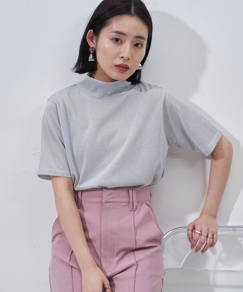 Auntie Rosa（アンティローザ）の「シアーラメTシャツ（Tシャツ/カットソー・レディース・ホワイト/ブラック・FREE）」の11枚目の写真