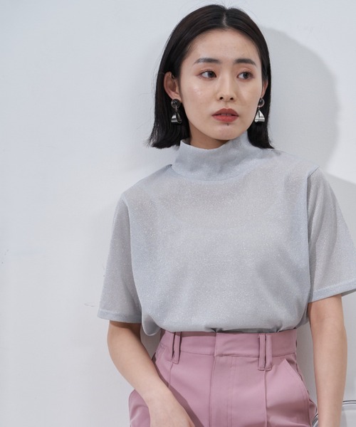 Auntie Rosa（アンティローザ）の「シアーラメTシャツ（Tシャツ/カットソー・レディース・ホワイト/ブラック・FREE）」の12枚目の写真