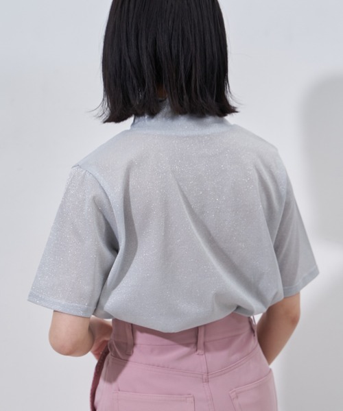 Auntie Rosa（アンティローザ）の「シアーラメTシャツ（Tシャツ/カットソー・レディース・ホワイト/ブラック・FREE）」の9枚目の写真