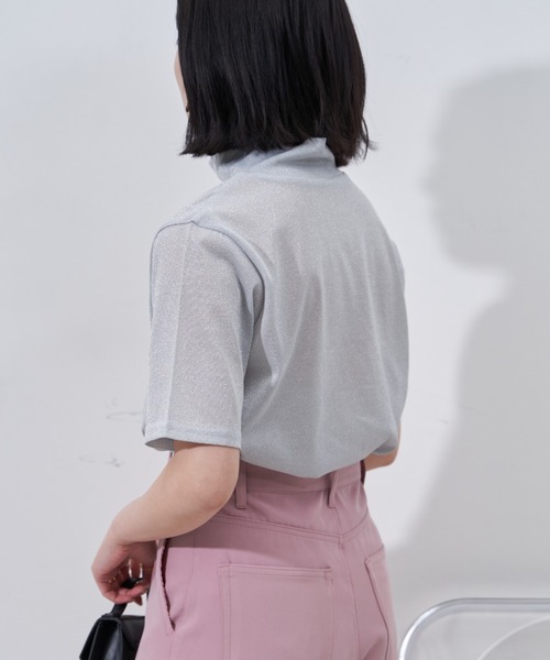 Auntie Rosa（アンティローザ）の「シアーラメTシャツ（Tシャツ/カットソー・レディース・ホワイト/ブラック・FREE）」の14枚目の写真