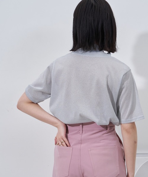 Auntie Rosa（アンティローザ）の「シアーラメTシャツ（Tシャツ/カットソー・レディース・ホワイト/ブラック・FREE）」の15枚目の写真