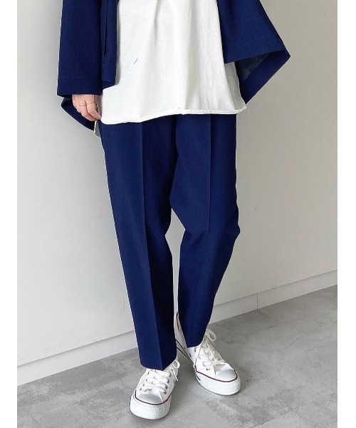 Samansa Mos2 blue（サマンサモスモスブルー）の「リネンタッチテーパードパンツ（セットアップ可）（その他パンツ・レディース・ベージュ/ネイビー/グリーン・ﾌﾘ-）」の3枚目の写真