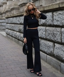 クロップニットパンツセットアップ