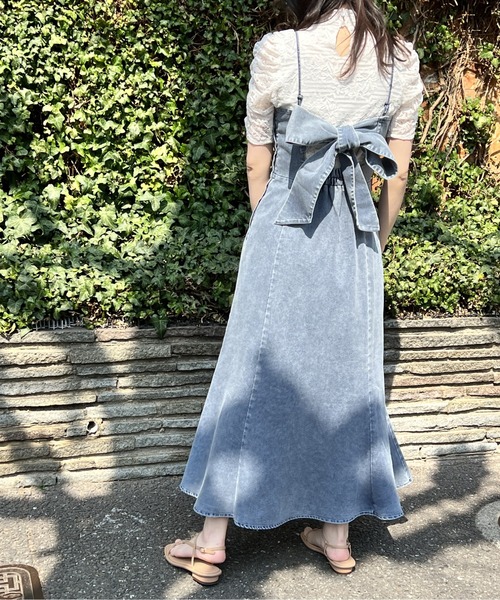 NOMAE（ノーマエ）の「BACKリボンデニムキャミワンピ（ワンピース