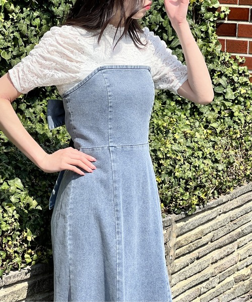 NOMAE（ノーマエ）の「BACKリボンデニムキャミワンピ（ワンピース