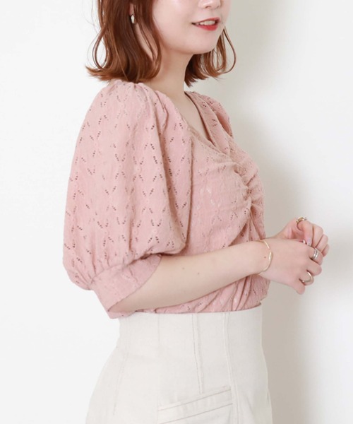 archives（アルシーヴ）の「【新色追加】フロントギャザーカットレースプルオーバー（Tシャツ/カットソー・レディース・ブラック/オレンジ/アイボリー/ブルーグレー/ブラウン・MEDIUM）」の5枚目の写真