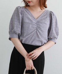 【新色追加】フロントギャザーカットレースプルオーバー