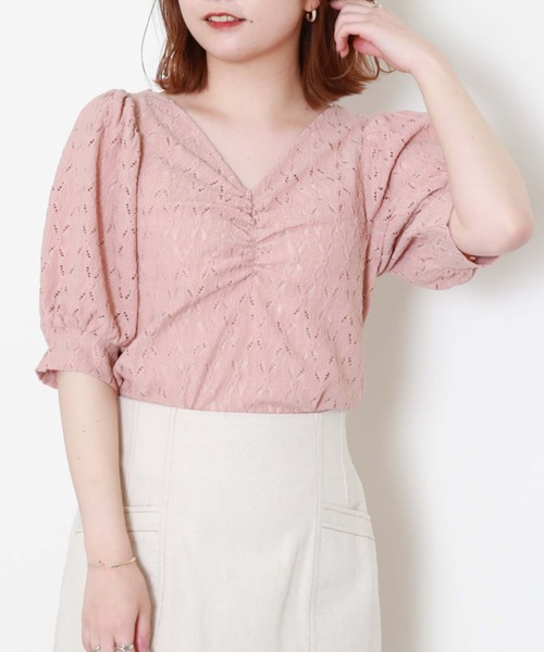 archives（アルシーヴ）の「【新色追加】フロントギャザーカットレースプルオーバー（Tシャツ/カットソー・レディース・ブラック/オレンジ/アイボリー/ブルーグレー/ブラウン・MEDIUM）」の6枚目の写真