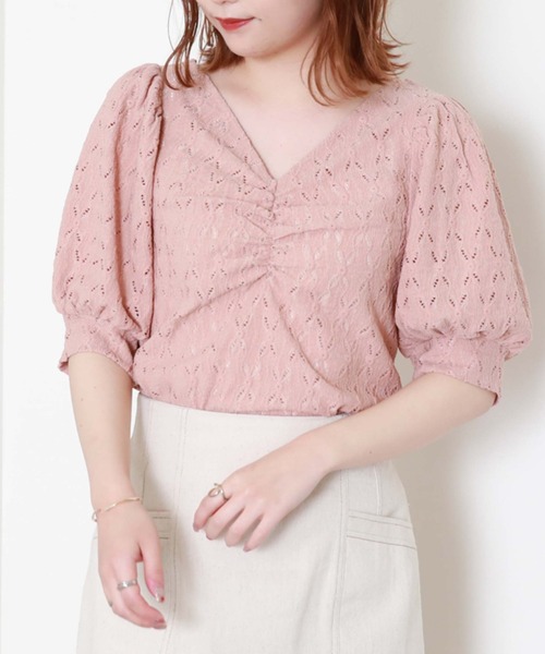 archives（アルシーヴ）の「【新色追加】フロントギャザーカットレースプルオーバー（Tシャツ/カットソー・レディース・ブラック/オレンジ/アイボリー/ブルーグレー/ブラウン・MEDIUM）」の22枚目の写真