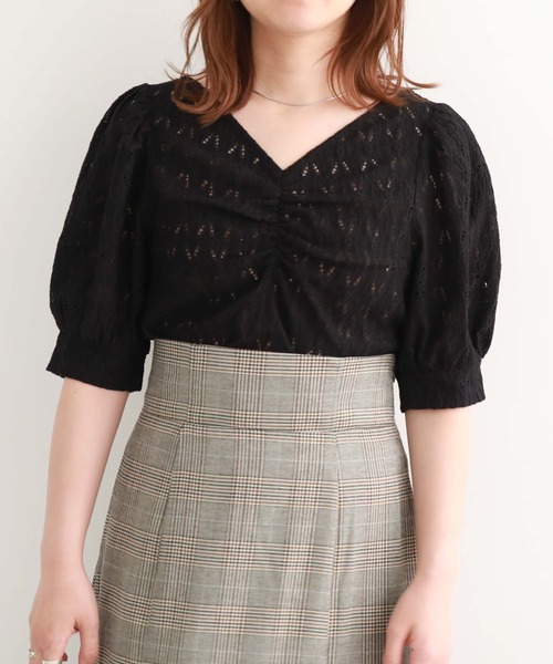 archives（アルシーヴ）の「【新色追加】フロントギャザーカットレースプルオーバー（Tシャツ/カットソー・レディース・ブラック/オレンジ/アイボリー/ブルーグレー/ブラウン・MEDIUM）」の17枚目の写真