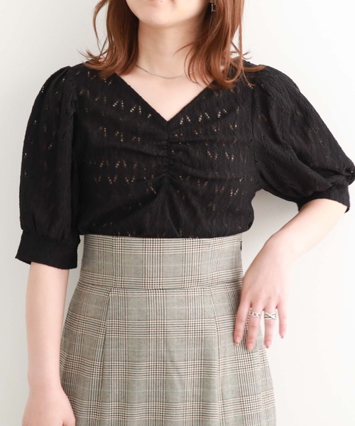 archives（アルシーヴ）の「【新色追加】フロントギャザーカットレースプルオーバー（Tシャツ/カットソー・レディース・ブラック/オレンジ/アイボリー/ブルーグレー/ブラウン・MEDIUM）」の18枚目の写真