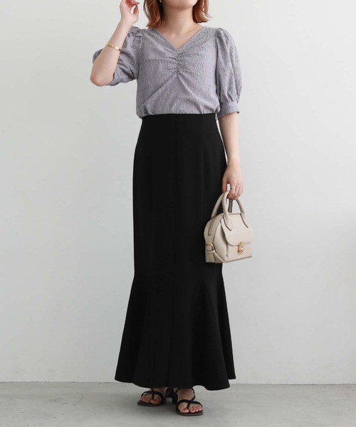 archives（アルシーヴ）の「【新色追加】フロントギャザーカットレースプルオーバー（Tシャツ/カットソー・レディース・ブラック/オレンジ/アイボリー/ブルーグレー/ブラウン・MEDIUM）」の14枚目の写真