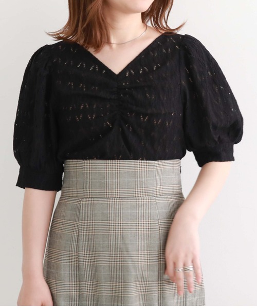 archives（アルシーヴ）の「【新色追加】フロントギャザーカットレースプルオーバー（Tシャツ/カットソー・レディース・ブラック/オレンジ/アイボリー/ブルーグレー/ブラウン・MEDIUM）」の19枚目の写真