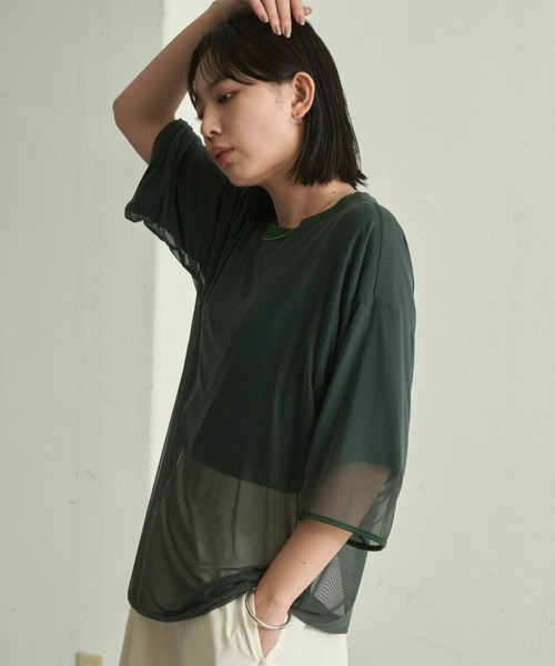 Aunt Marie's（アントマリーズ）の「シアーレイヤードトップス（Tシャツ/カットソー・レディース・ホワイト/ブラック/ブラウン/ピンク/グリーン・FREE）」の4枚目の写真