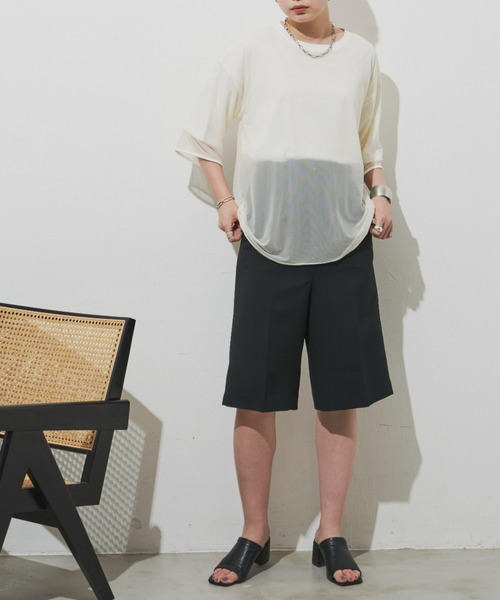 Aunt Marie's（アントマリーズ）の「シアーレイヤードトップス（Tシャツ/カットソー・レディース・ホワイト/ブラック/ブラウン/ピンク/グリーン・FREE）」の12枚目の写真