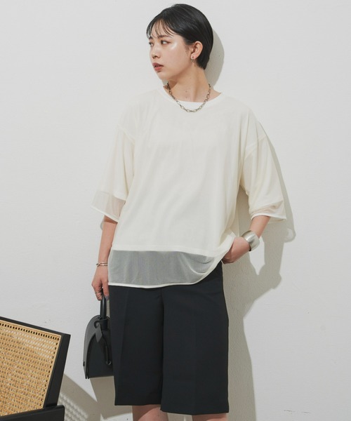 Aunt Marie's（アントマリーズ）の「シアーレイヤードトップス（Tシャツ/カットソー・レディース・ホワイト/ブラック/ブラウン/ピンク/グリーン・FREE）」の21枚目の写真