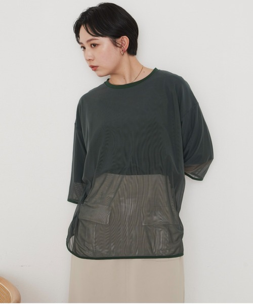 Aunt Marie's（アントマリーズ）の「シアーレイヤードトップス（Tシャツ/カットソー・レディース・ホワイト/ブラック/ブラウン/ピンク/グリーン・FREE）」の7枚目の写真